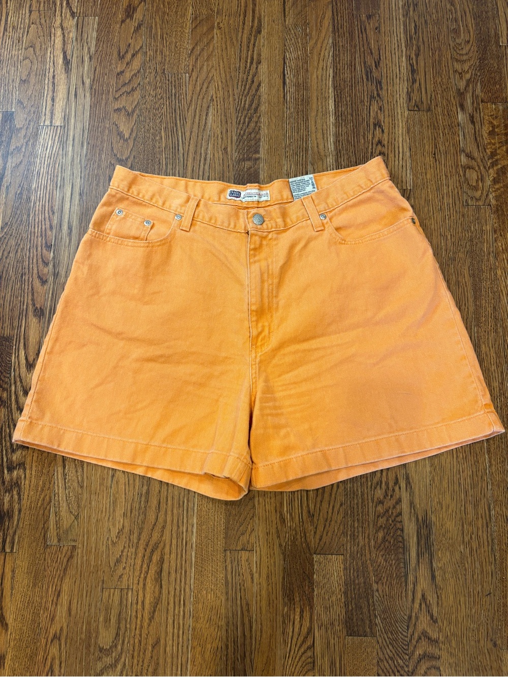 Vintage Faded Glory High-Waisted Orange Sicle Denim Shorts Size 16 100% cotton